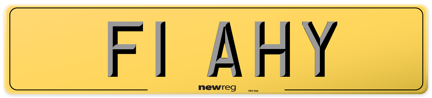 F1 AHY Rear Number Plate