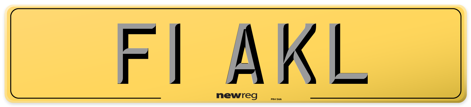 F1 AKL Rear Number Plate