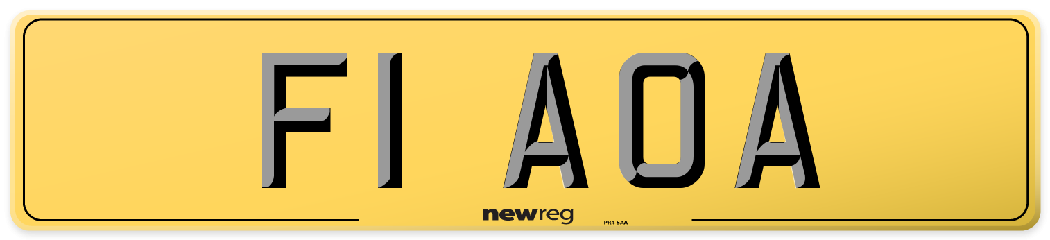 F1 AOA Rear Number Plate