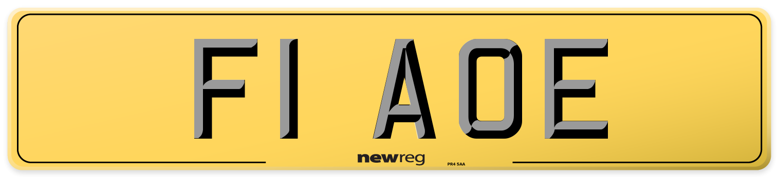 F1 AOE Rear Number Plate