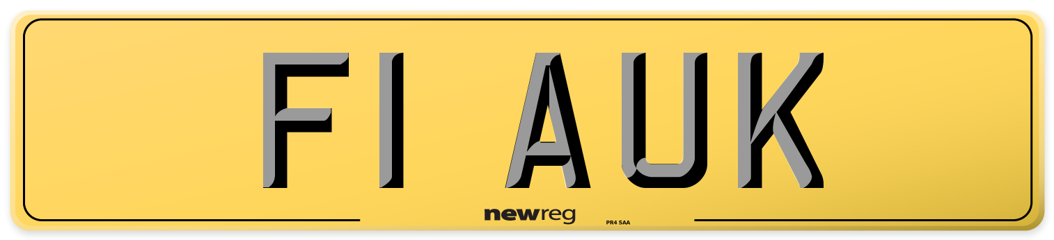F1 AUK Rear Number Plate