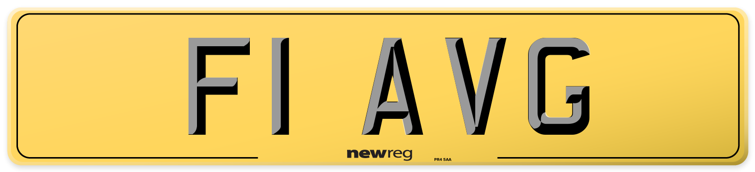 F1 AVG Rear Number Plate