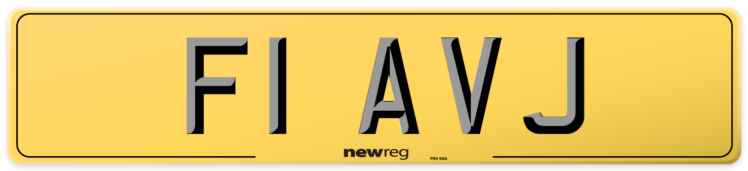 F1 AVJ Rear Number Plate