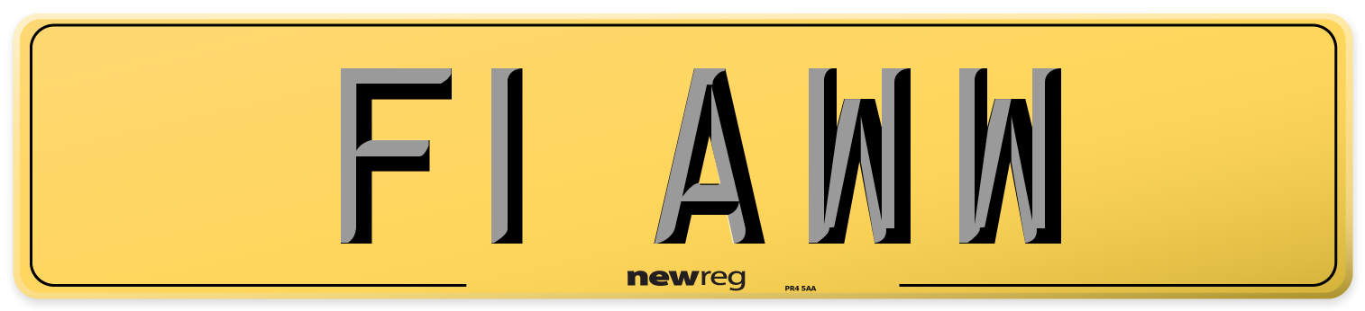 F1 AWW Rear Number Plate