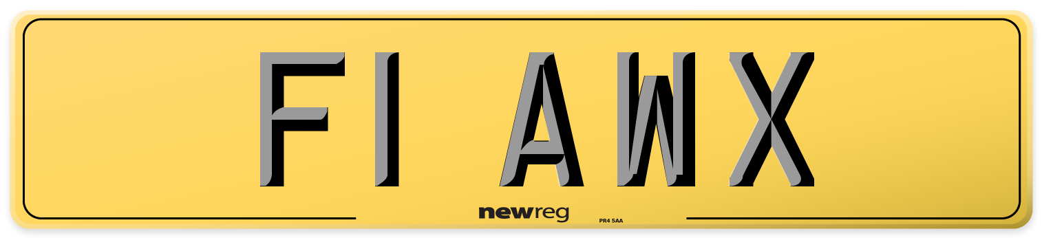 F1 AWX Rear Number Plate