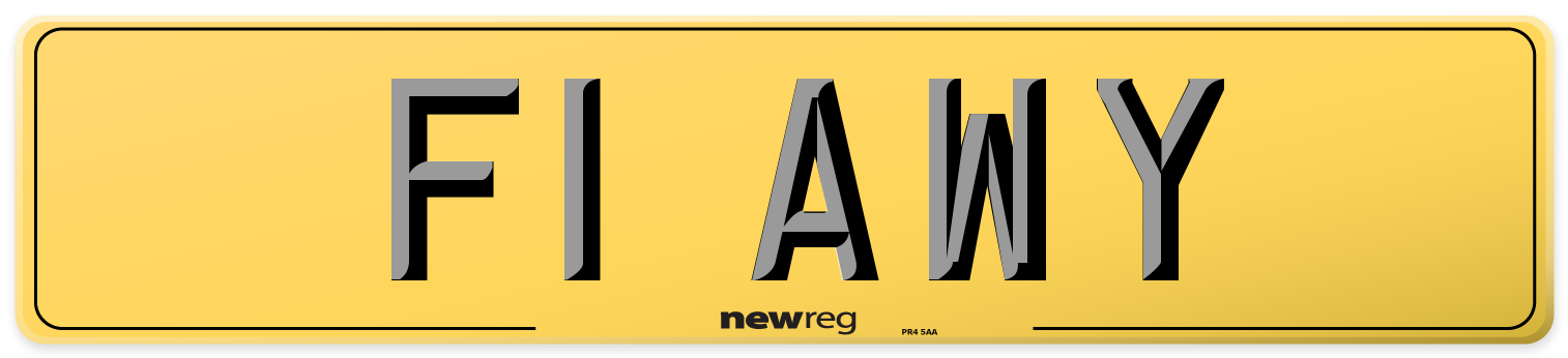 F1 AWY Rear Number Plate