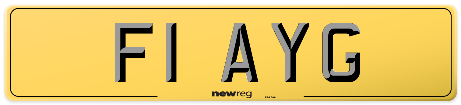 F1 AYG Rear Number Plate