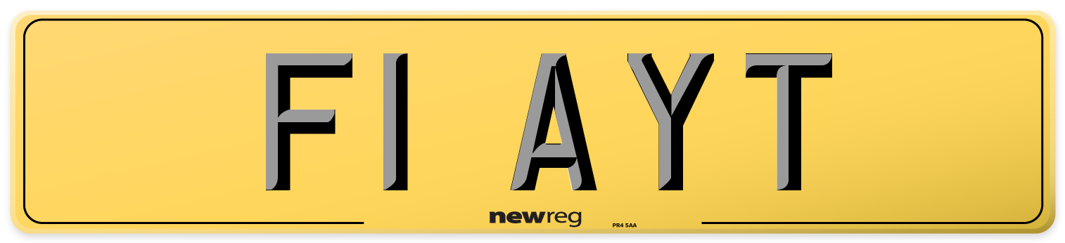 F1 AYT Rear Number Plate
