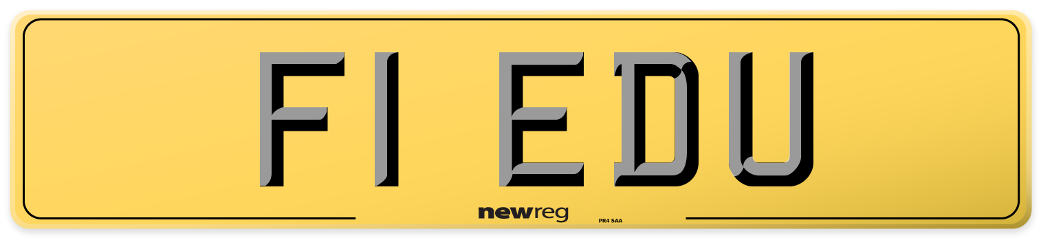 F1 EDU Rear Number Plate