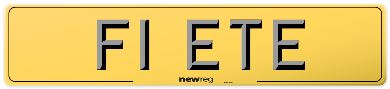 F1 ETE Rear Number Plate