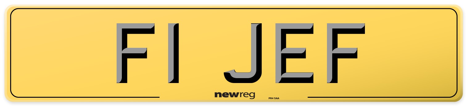 F1 JEF Rear Number Plate