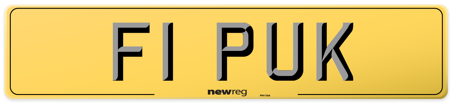 F1 PUK Rear Number Plate