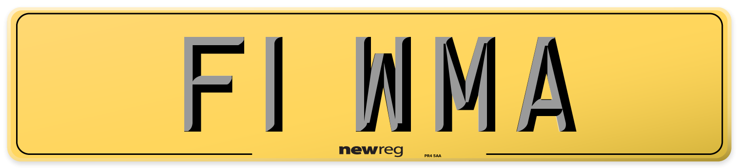 F1 WMA Rear Number Plate