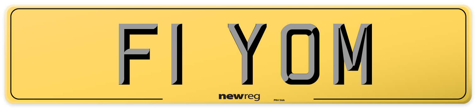 F1 YOM Rear Number Plate