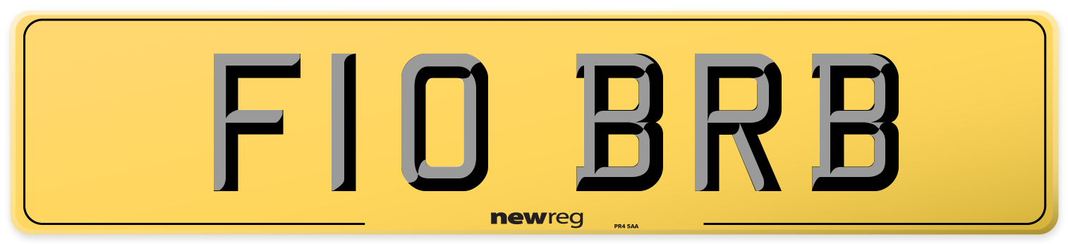 F10 BRB Rear Number Plate