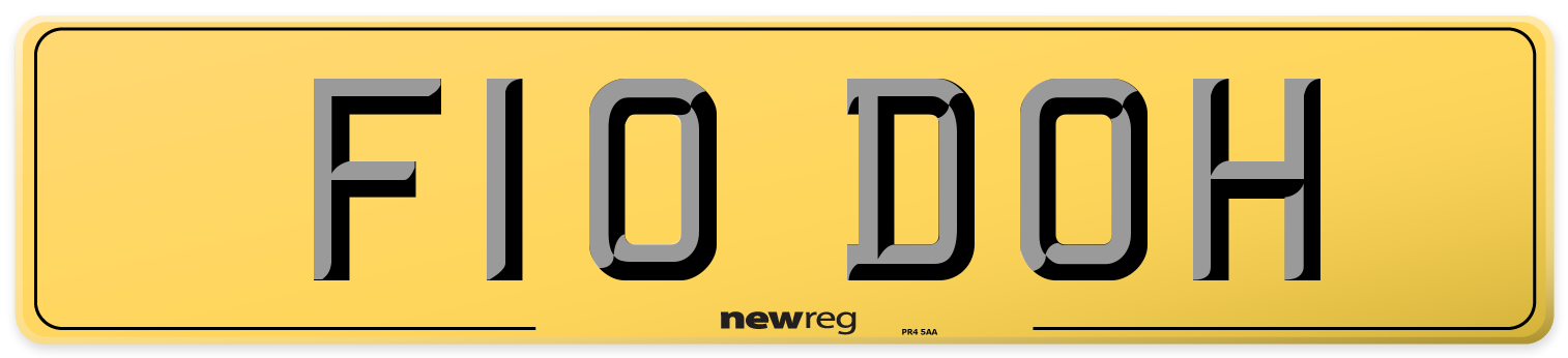 F10 DOH Rear Number Plate