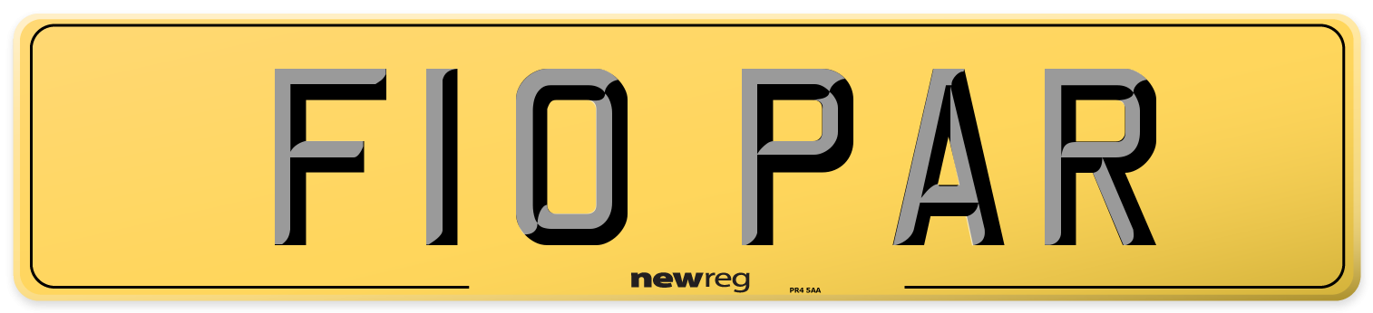 F10 PAR Rear Number Plate