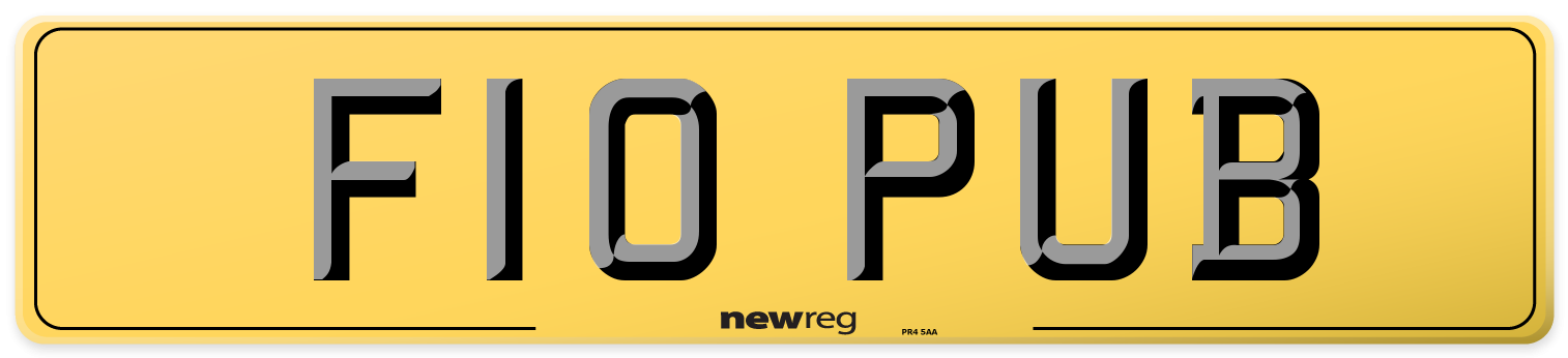 F10 PUB Rear Number Plate