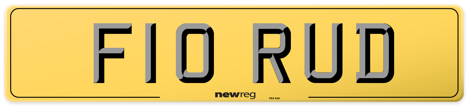 F10 RUD Rear Number Plate
