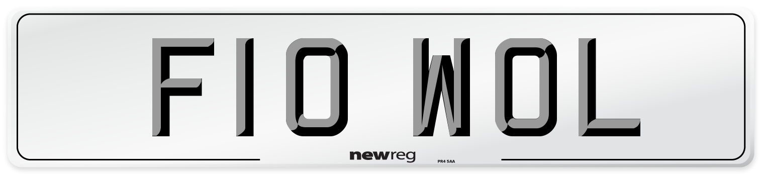 F10 WOL Front Number Plate