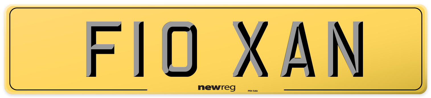 F10 XAN Rear Number Plate