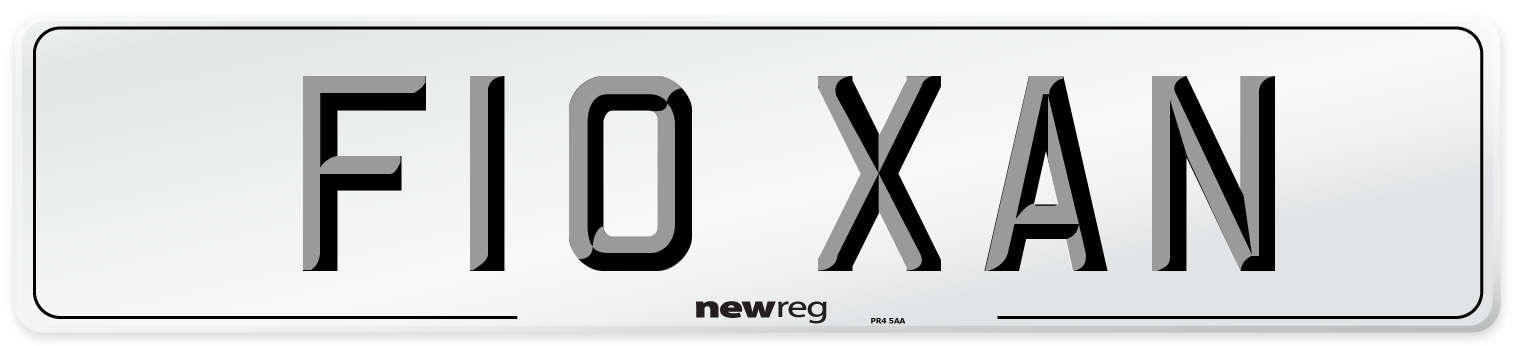 F10 XAN Front Number Plate