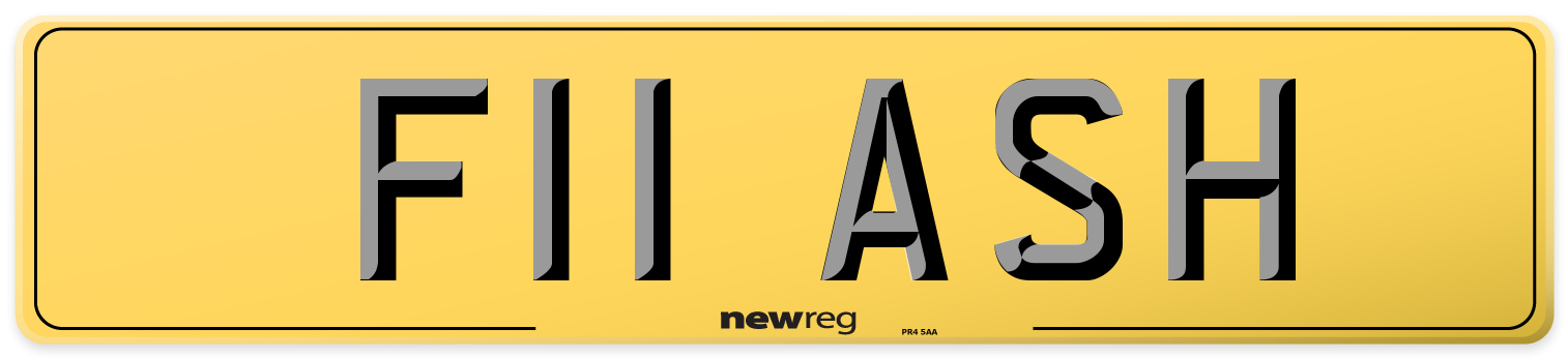 F11 ASH Rear Number Plate
