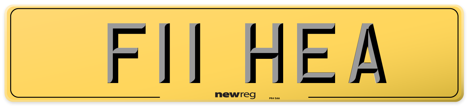 F11 HEA Rear Number Plate