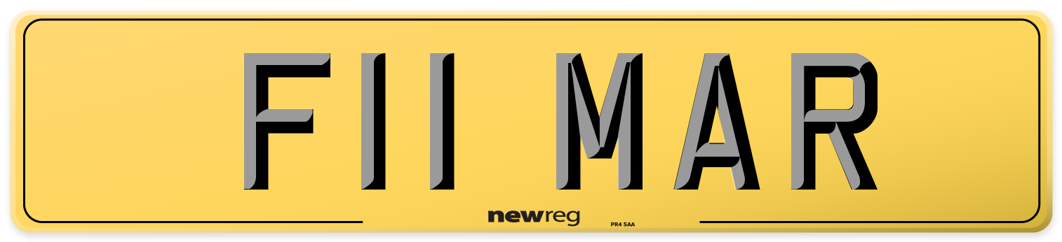 F11 MAR Rear Number Plate