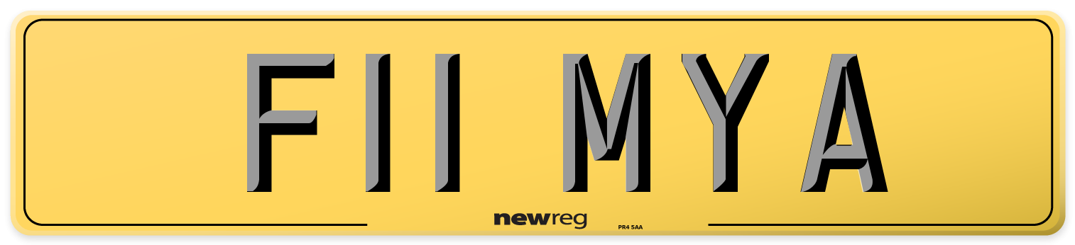 F11 MYA Rear Number Plate