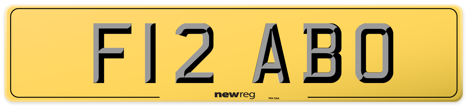 F12 ABO Rear Number Plate