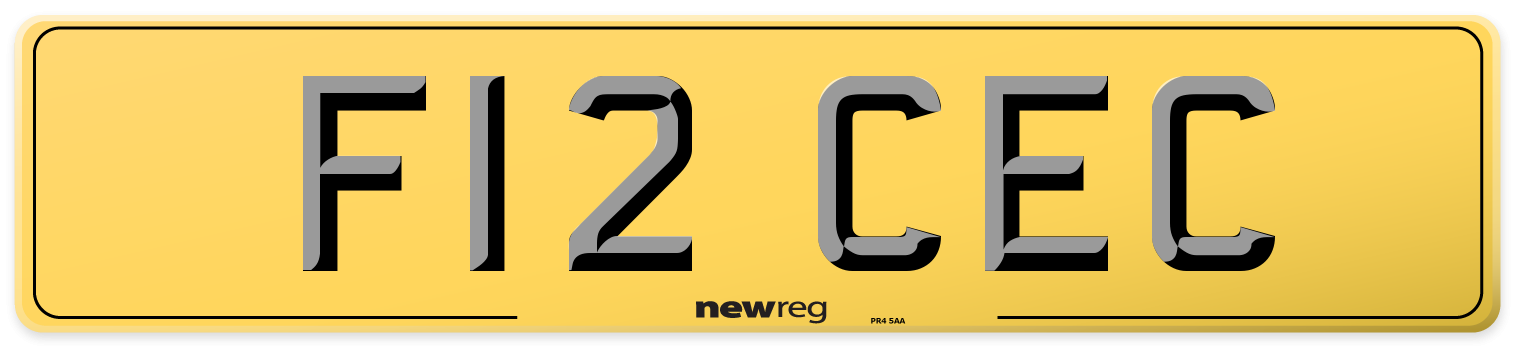 F12 CEC Rear Number Plate