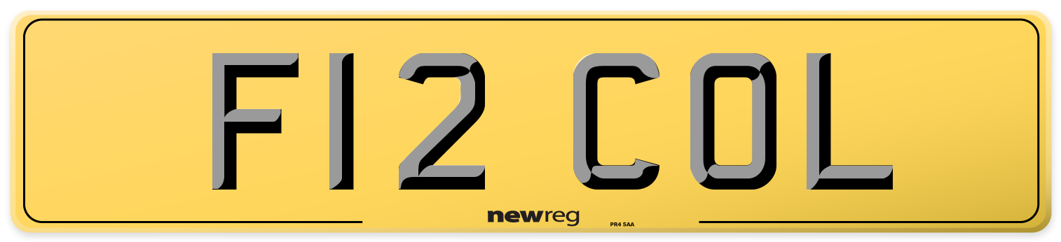 F12 COL Rear Number Plate