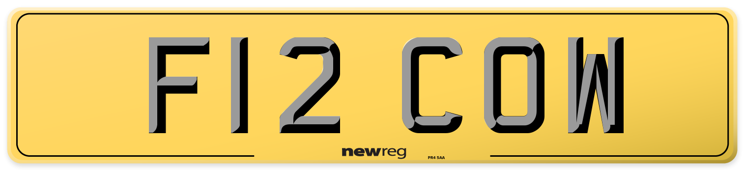 F12 COW Rear Number Plate