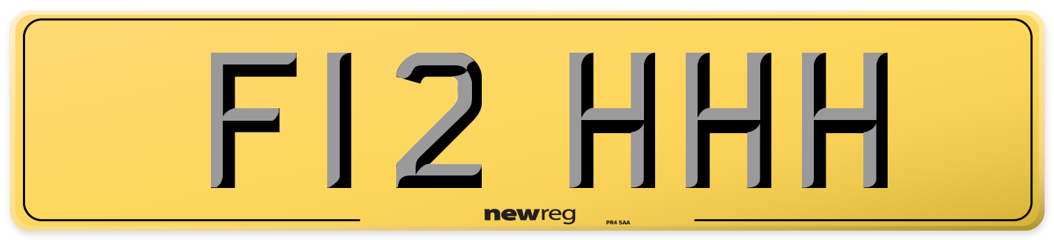 F12 HHH Rear Number Plate