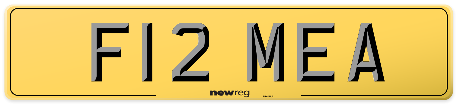 F12 MEA Rear Number Plate