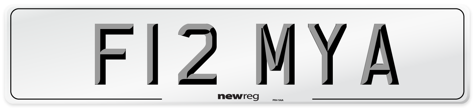 F12 MYA Front Number Plate