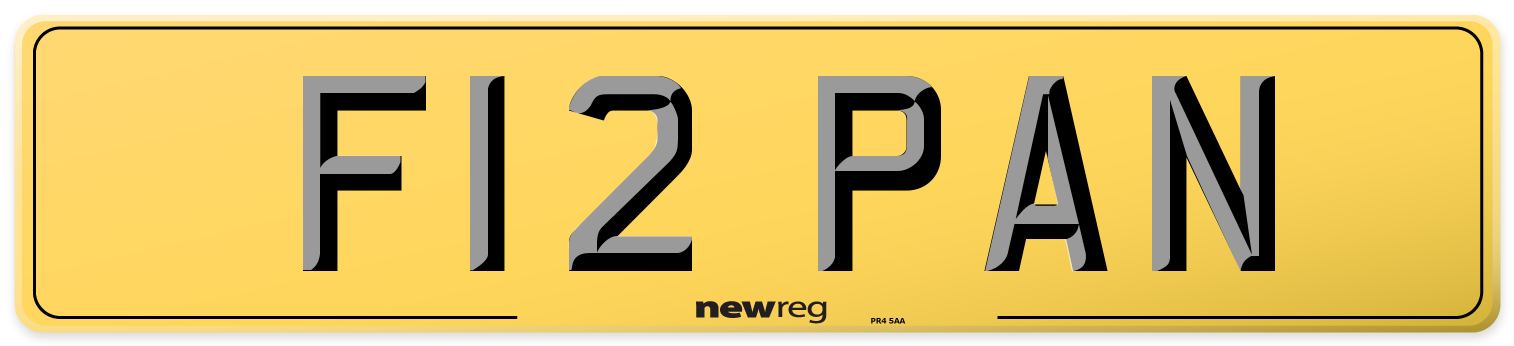 F12 PAN Rear Number Plate