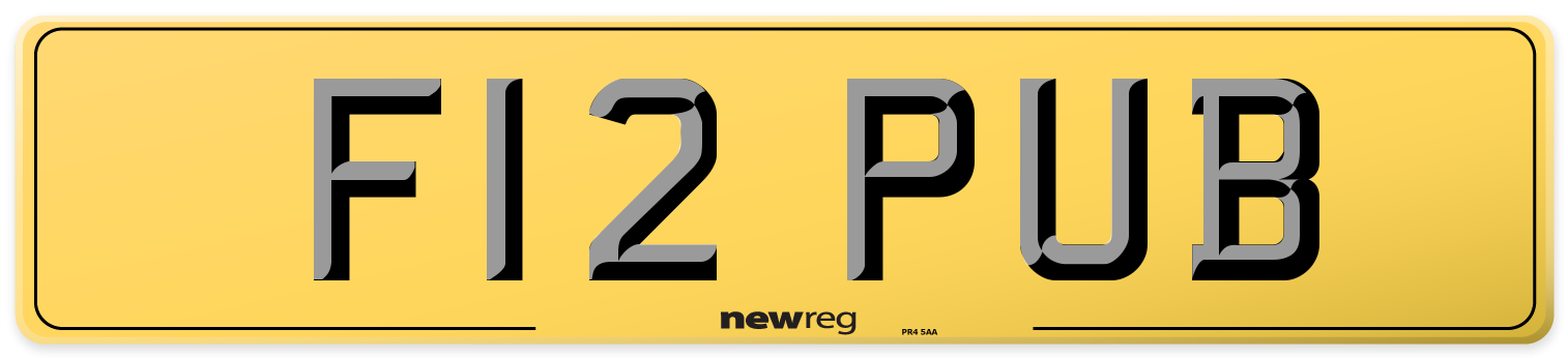 F12 PUB Rear Number Plate