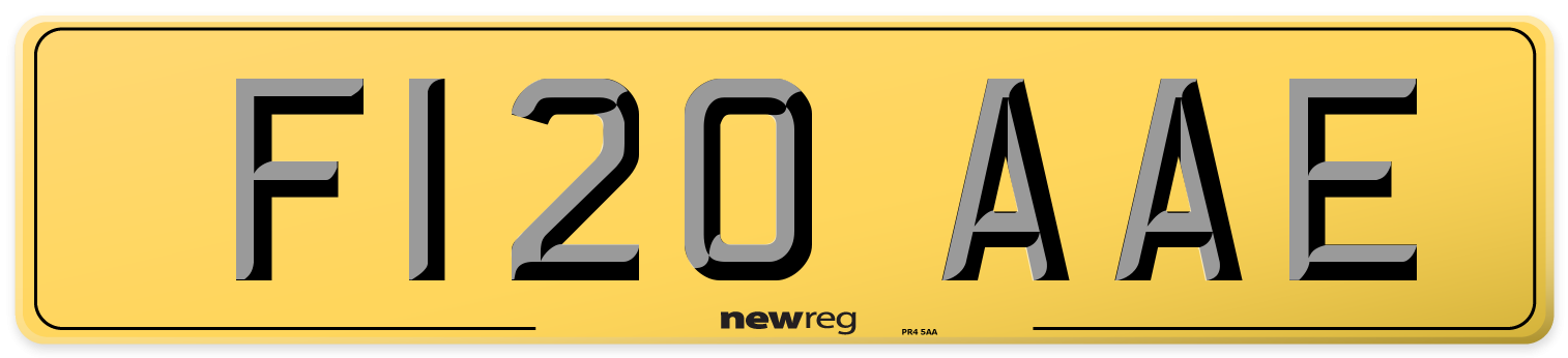 F120 AAE Rear Number Plate