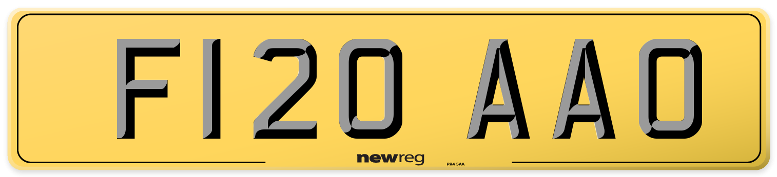 F120 AAO Rear Number Plate