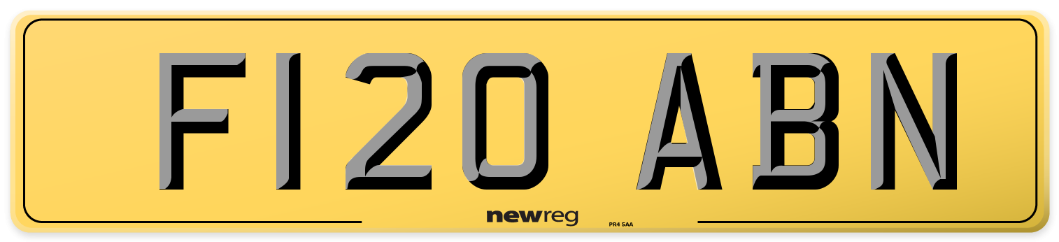 F120 ABN Rear Number Plate