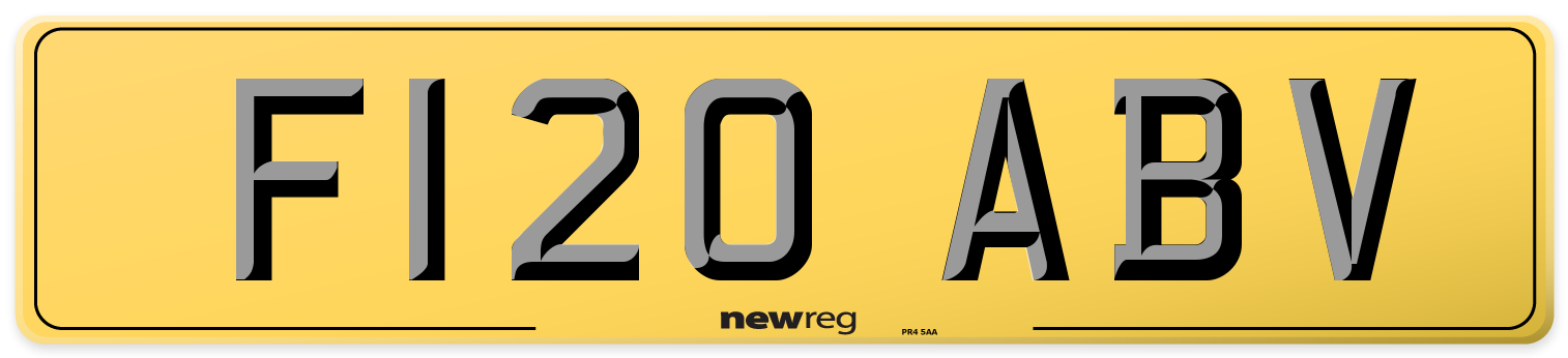 F120 ABV Rear Number Plate