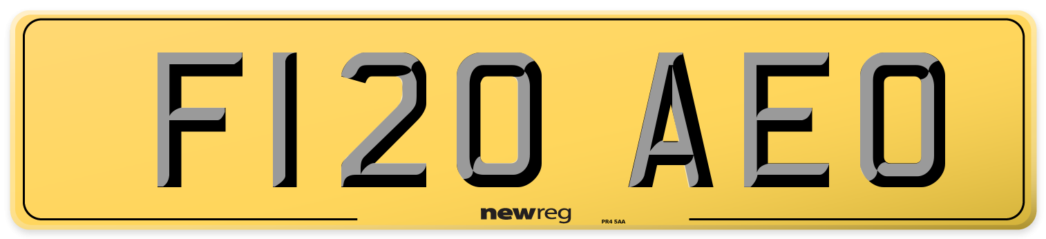 F120 AEO Rear Number Plate