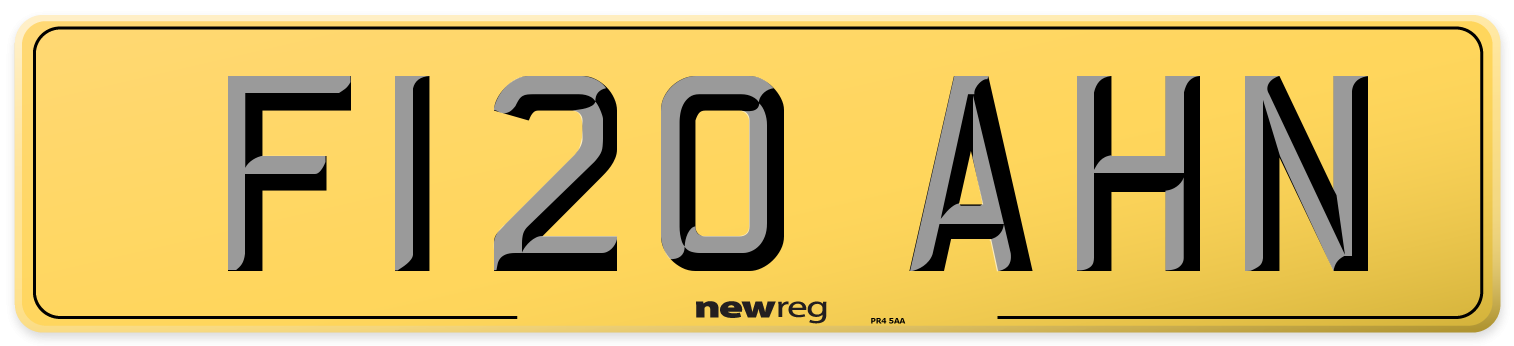F120 AHN Rear Number Plate