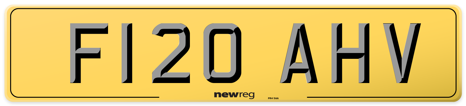 F120 AHV Rear Number Plate