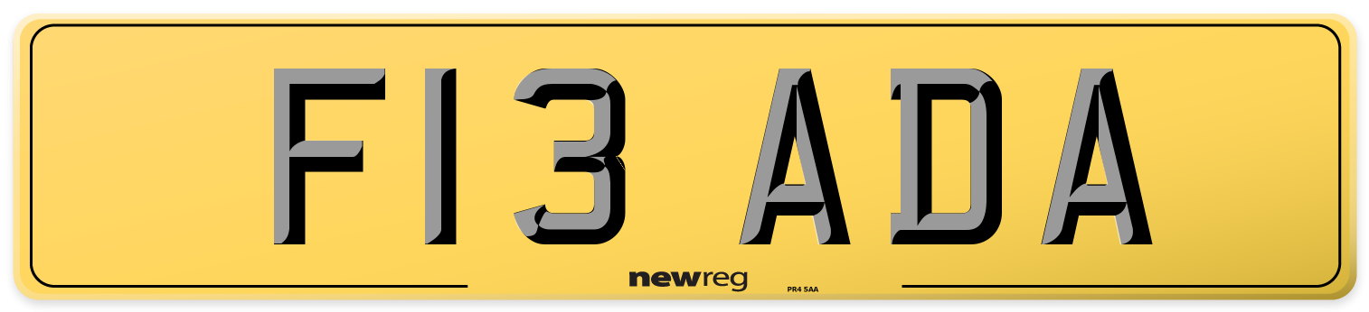 F13 ADA Rear Number Plate