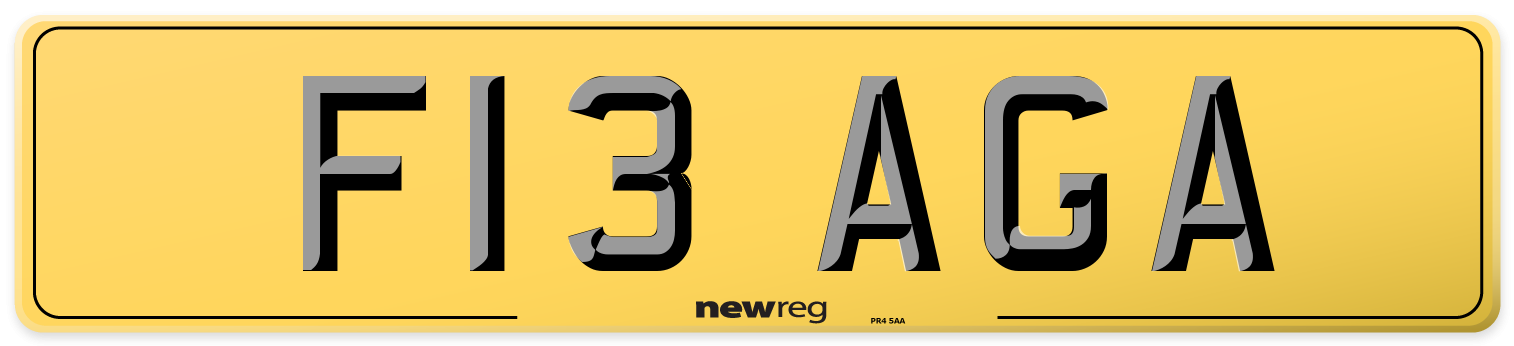 F13 AGA Rear Number Plate