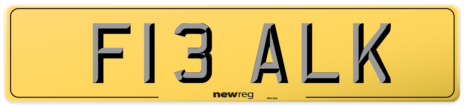 F13 ALK Rear Number Plate