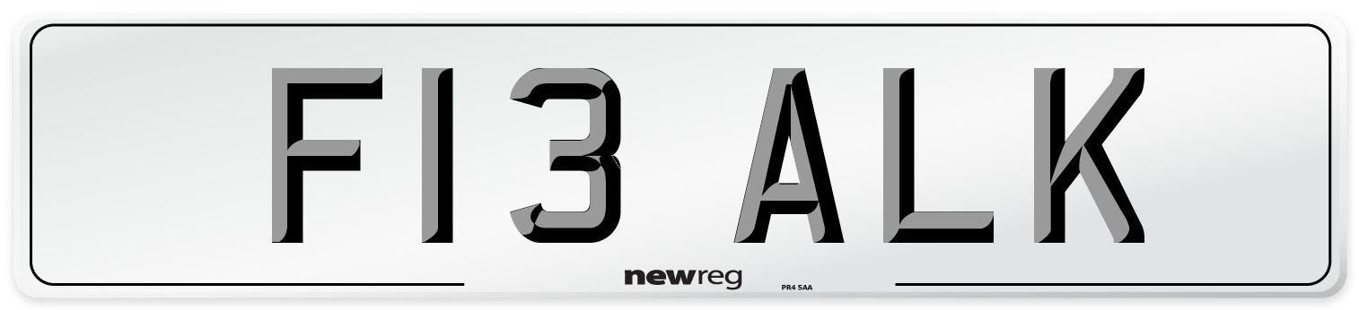 F13 ALK Front Number Plate